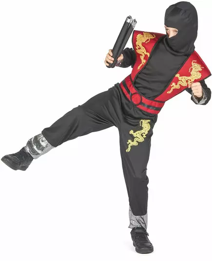 Gul drage ninja-kostyme til gutter, Størrelse: 10–12 år (130–140 cm), bilde 4