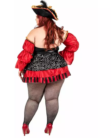 Deluxe red pirate costume for women, large size, Size: XX-Large (46/48), image 3