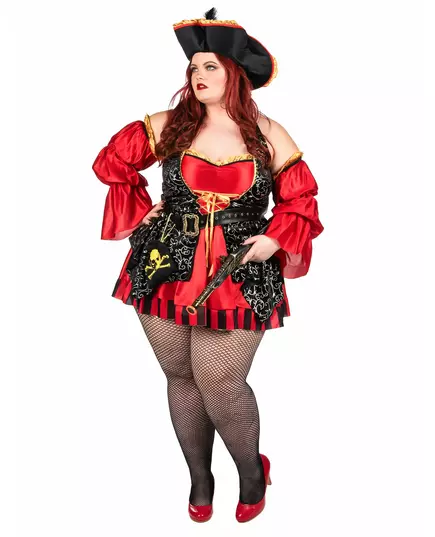 Rødt piratkostyme for kvinner - Premium, Størrelse: Large (42/44), bilde 4