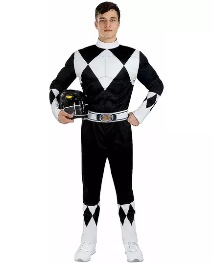 Svart Power Ranger-kostyme for voksne, Størrelse: Large, bilde 3