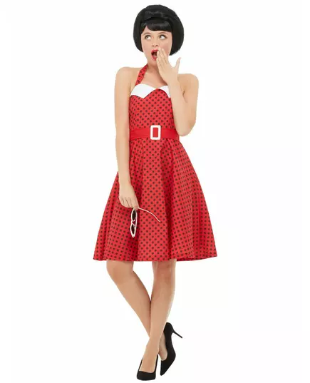 Women's red 50s rockabilly costume, Size: Medium, image 4