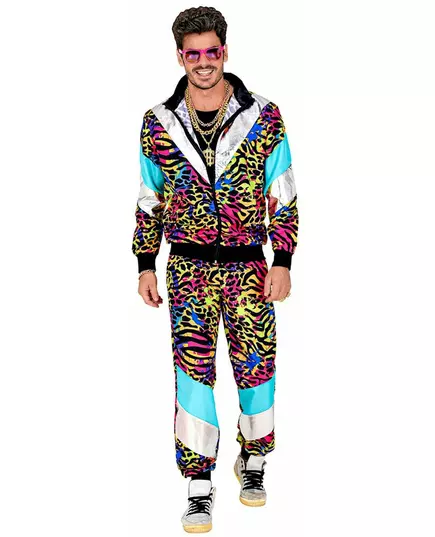 Adult multi-colored animal print tracksuit costume, Size: Medium, image 4
