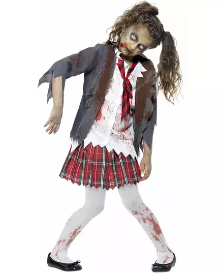 Zombie schoolgirl costume for girls Halloween, Size: 10-12 years (145/158 cm), image 4