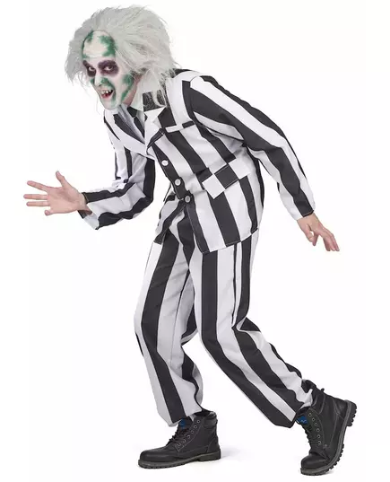 Men's Black and White Striped Ghost Costume, Size: Medium (48-50), image 4