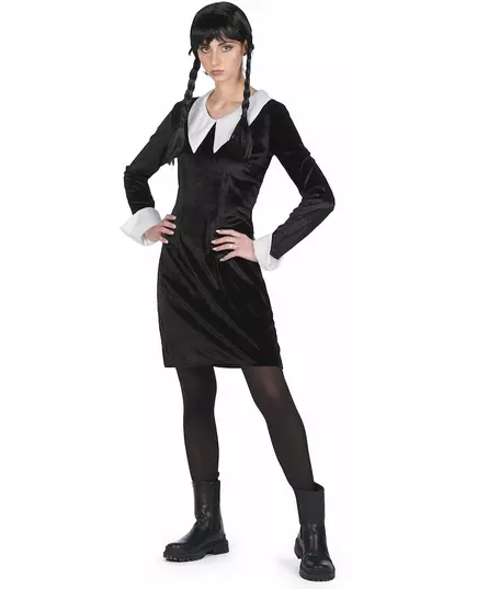 Black velvet gothic schoolgirl costume for women, Size: X-Large, image 4