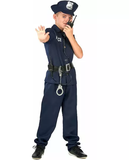 Children's short-sleeved police officer costume, Size: 4-6 years (110-120 cm), image 4