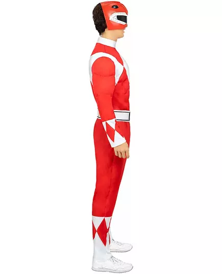 Rødt Power Ranger-kostyme for voksne, Størrelse: Medium, bilde 4