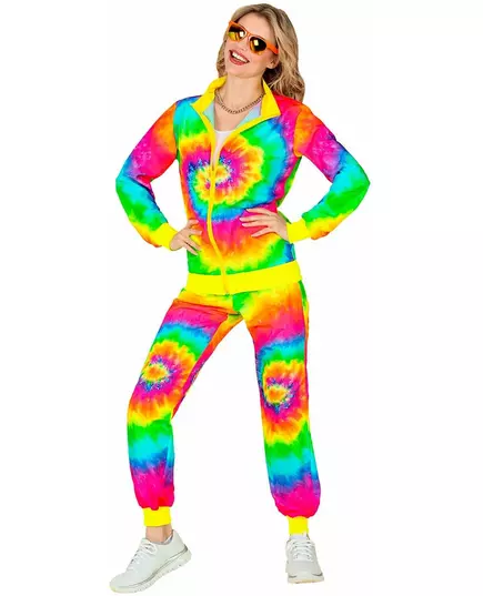 Neon Tie and Dye-treningsdrakt for voksne, Størrelse: Medium, bilde 4