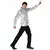Men's silver shiny disco shirt, Size: Medium