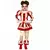 Red and white terrifying clown costume for girls, Size: 5-6 years (110-115 cm)