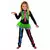 Colorful skeleton costume for girls, Size: 7-9 years (120-130 cm)