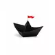 6 Black Origami Paper Pirate Ships 19 x 10 x 14 cm