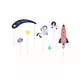 7 space adventure cardboard cake toppers 9.5 - 24.5 cm