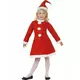 Mother Christmas costume with pompom dress for girls, Size: 10-12 years (145/158 cm)