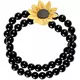 Black hippie sunflower beaded bracelet for adults