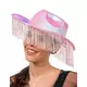 Rosa iriserende cowboyhatt med frynser for voksne
