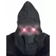 Full face hooded mask with invisible face and red light-up eyes for adults