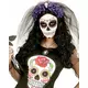 Purple flower headdress with skull for women, Day of the Dead