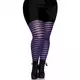 Plus size women's black and purple striped tights, Size: X-Large/XX-Large (48-52)