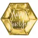 6 Happy New Year gold paper plates 20 cm