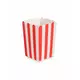 6 røde og hvite popcornbokser i papp, 7 x 12,5 cm