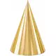 6 Gold Cardboard Party Hats 16cm