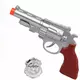 Silver pistol with police plate