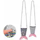 Mermaid tail bag with reversible rainbow and silver sequins zip for adults
