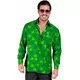 Herreskjorte med langermet shamrock-motiv og St. Patricks dag-motiv, Størrelse: Small/Medium