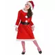 Mother Christmas costume with white pompoms for girls, Size: 7-9 years (M)
