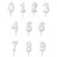 Hvitt glitter talllys 6,5 cm, Størrelse: 2