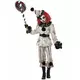 This Halloween, transform into a sinister retro clown! This sinister clown costume for children consists of a top, pants, a collar, a belt, a hat, and a mask (wig, saw, gloves, and shoes not included). The long-sleeved top is beige with retro circus motif, Size: XL 12–14 years(155 cm)