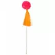 6 Wooden picks colored pompoms 16 cm, image 2