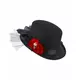Black top hat with red flower skull for Dia de los muertos adult, image 2