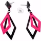 Black and pink diamond earrings for women, image 2
