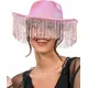 Rosa iriserende cowboyhatt med frynser for voksne, bilde 2