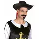Adult black and red musketeer hat, image 2