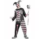 Denne Halloween-helgen kan du forvandle deg til en blodig harlekin! Dette harlekinkostymet for menn består av en tunika, bukser og en hatt (stokk ikke inkludert). Toppen er svart med et skjeletttrykk på den ene halvdelen av brystet og den ene armen. Den a, Størrelse: XL, bilde 2