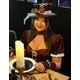 Burgunderfarget steampunk-kostyme til kvinner, Størrelse: Large (42/44), bilde 2