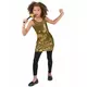 Gold sequin disco costume for girls, Size: 10-12 years (L), image 2